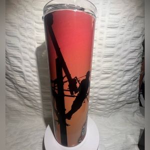 Custom Sublimation Lineman American Flag Tumbler Men 20oz